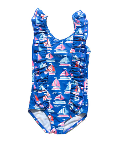 Nautical Ruffles One Piece Swimsuit