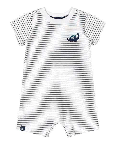Navy Striped Dino Romper