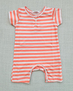 Light Coral Stripe Boy Romper