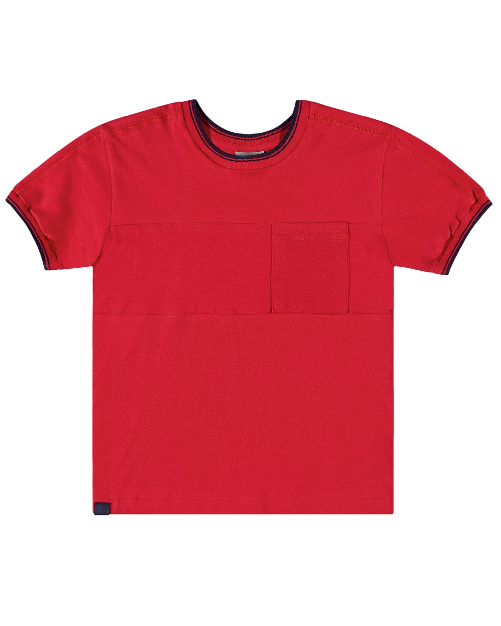 Red Piquet T-Shirt with Navy Details