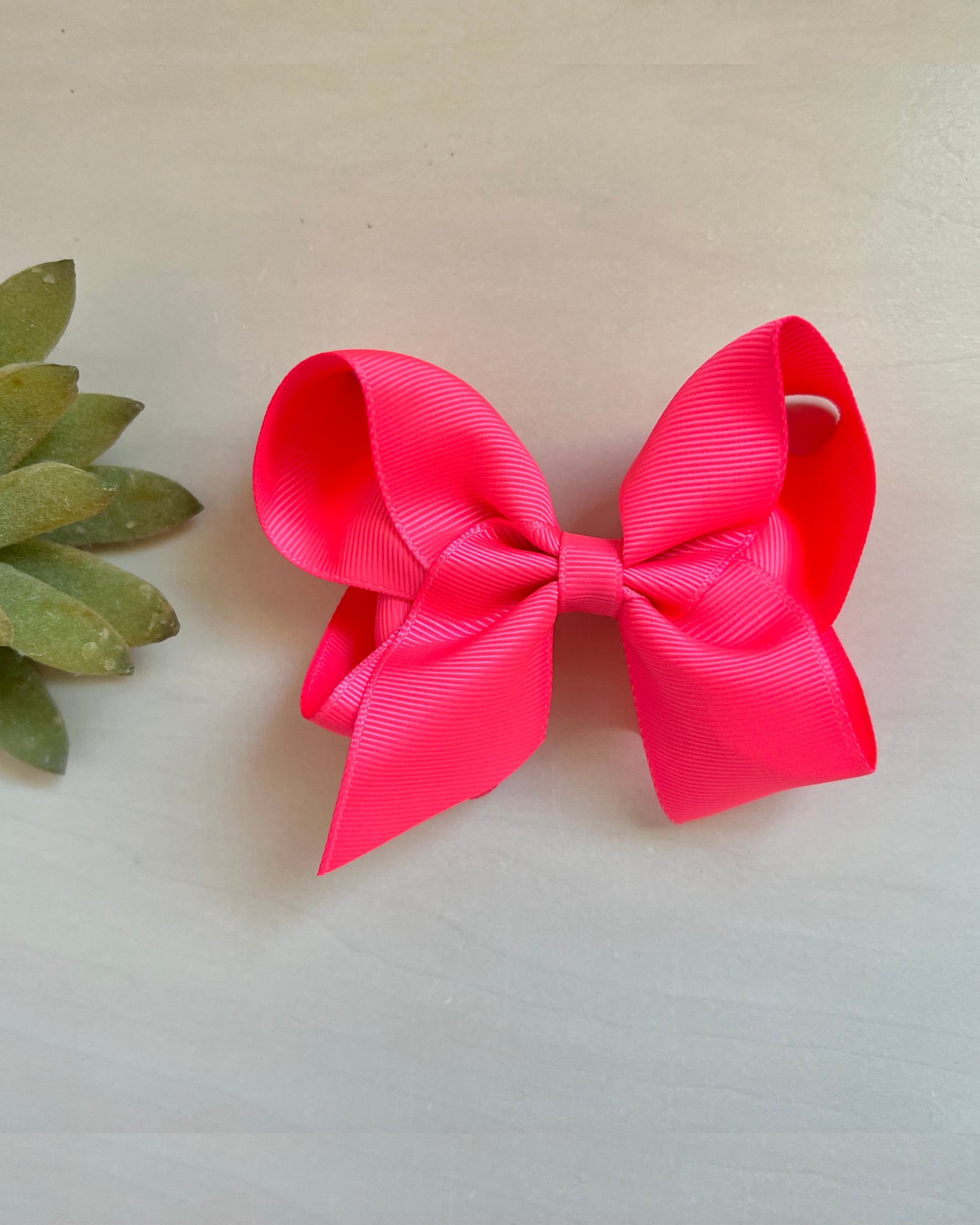 Neon Pink Hair Clip Bow