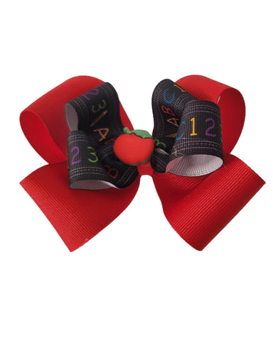 ABC / 1-2-3 Red & Navy Hair Bow
