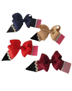 Pencil Hair Clip Bow (Variety of Colors)