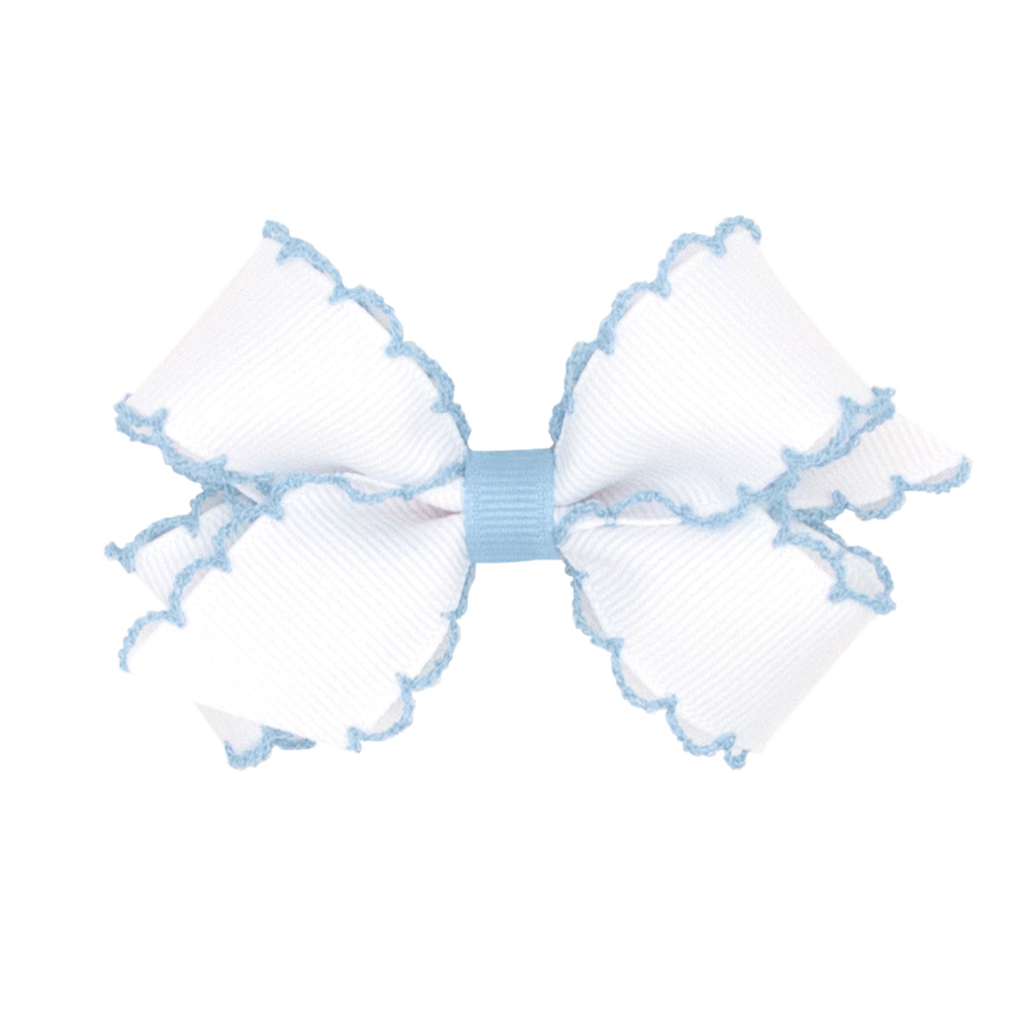 Hair Bow with Contrasting Moonstitch Edges and Wrap (Mini, Small & Medium)