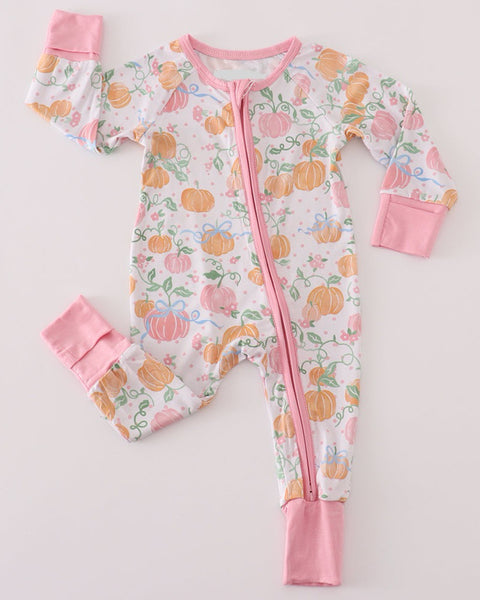 Pumpkin Zipper Bamboo Pajama: 9m