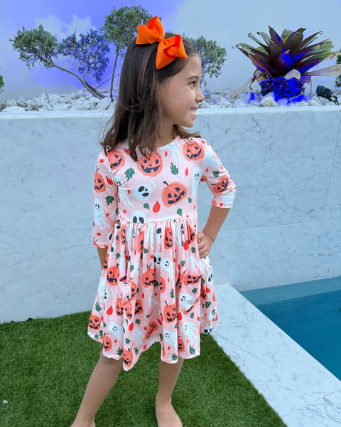 Grosgrain Hair Bow (Orange & Purple)