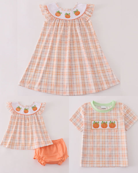 Pumpkin Plaid Bloomer Set: 2T