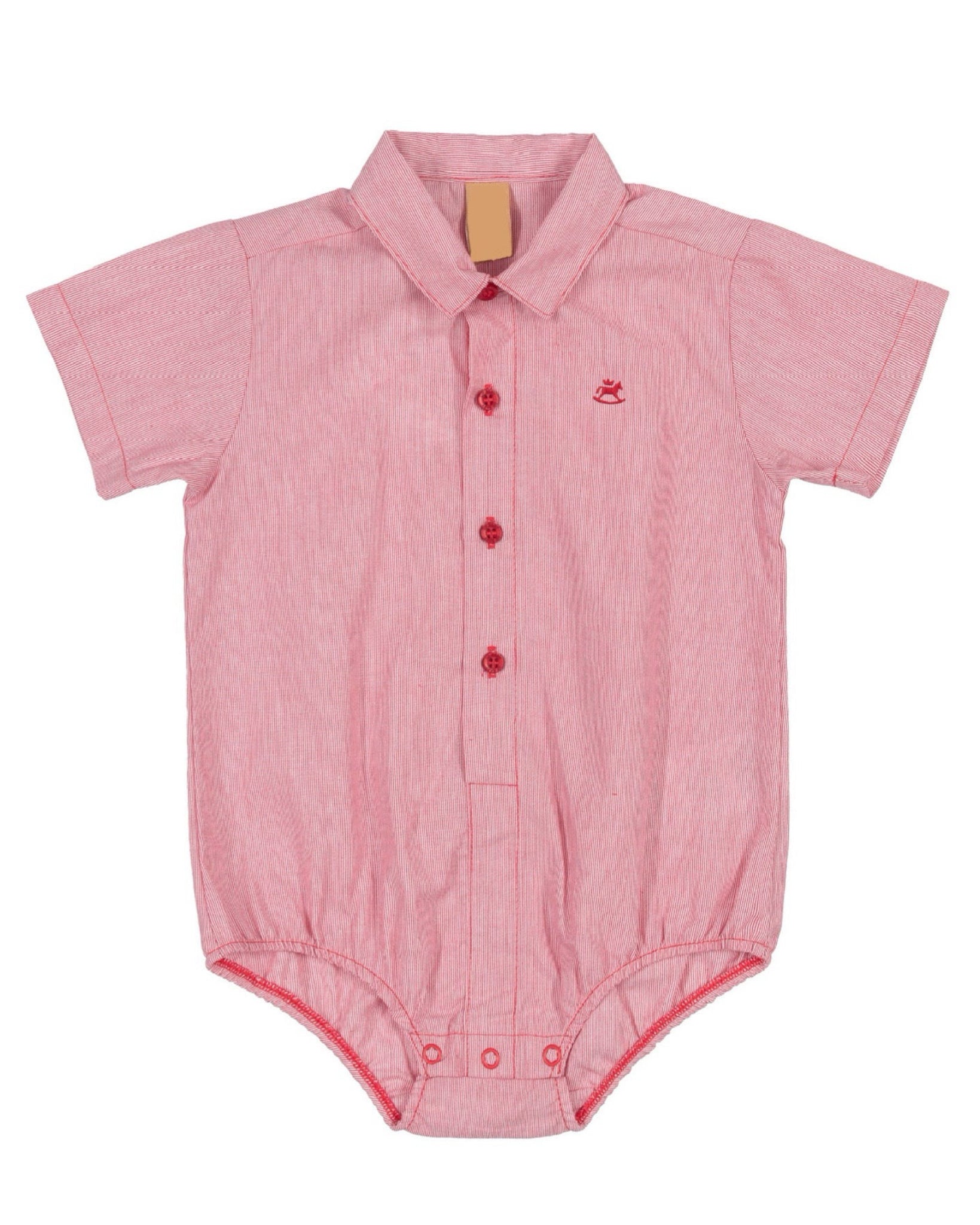 Light Red Woven Bodysuit: 6-9m