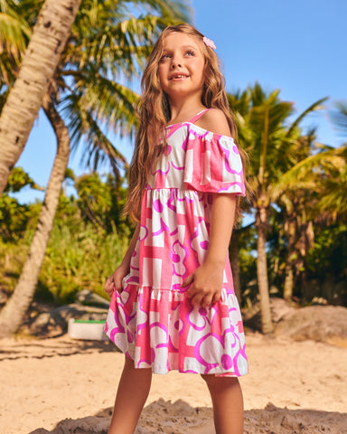 Carolina Neon Pink Floral Dress: 10Y