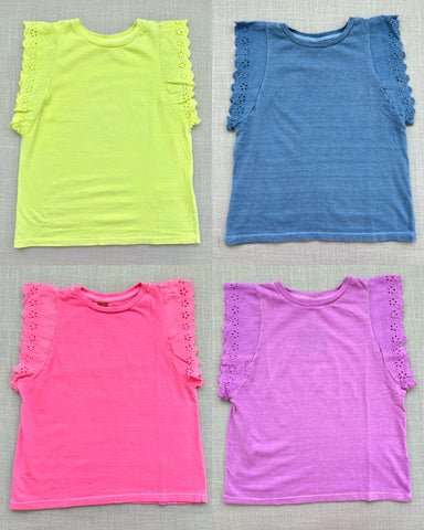 Vibrant Top with Eyelet Sleeves (Many Colors)