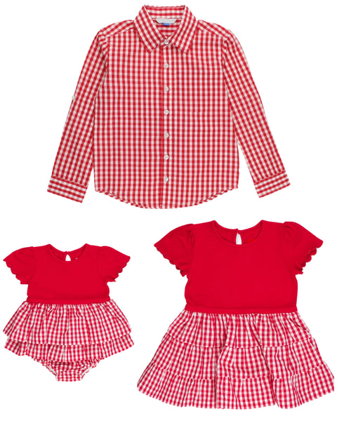 Red Gingham Skirted Romper: 2T