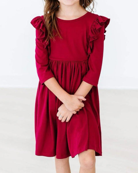 Burgundy Ruffle Dress