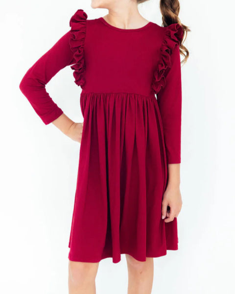 Burgundy Ruffle Dress