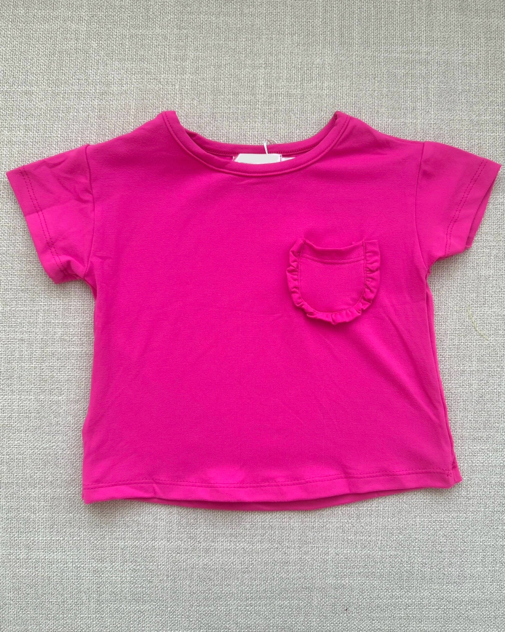 Hot Pink Ruffle Pocket Tee