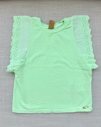 Neon Mint Eyelet Sleeves Top