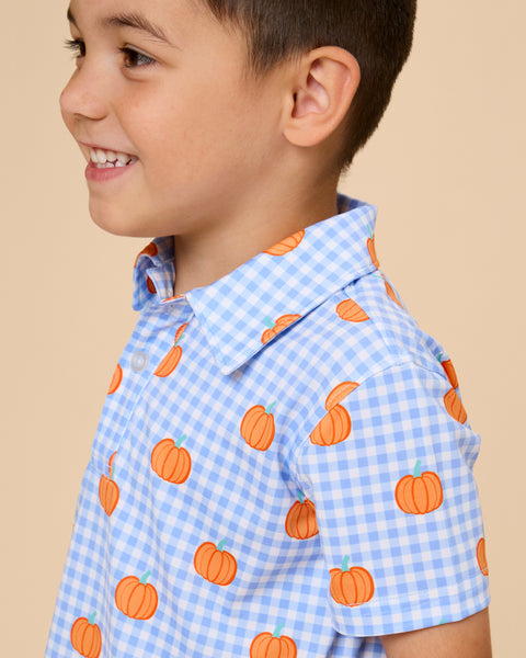 Pumpkin Gingham Polo Shirt