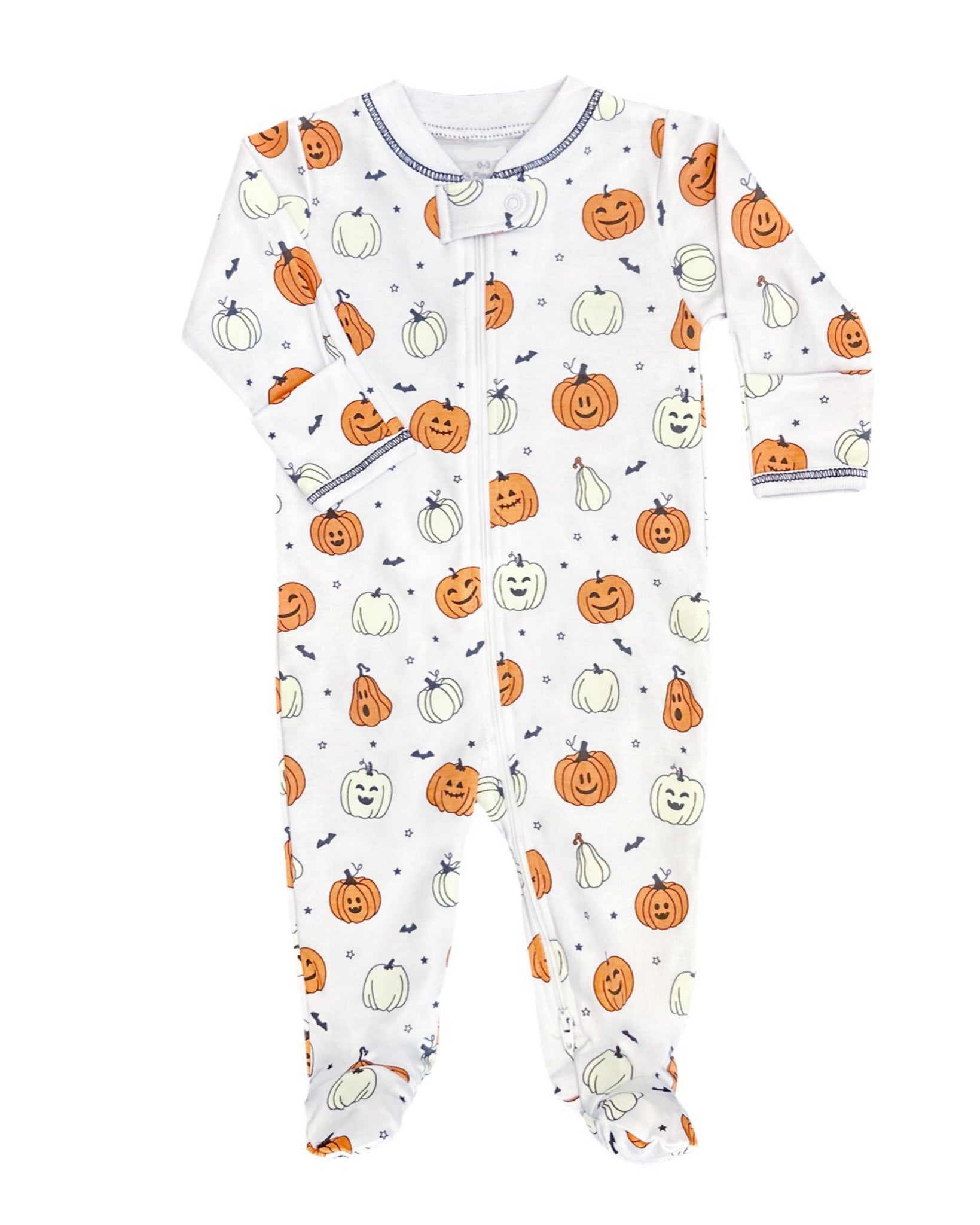 Pumpkin Glow in the Dark Zipper Pima Unisex Footie Pajama