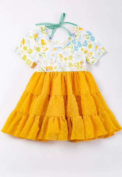 Floral Mustard Tulle Dress