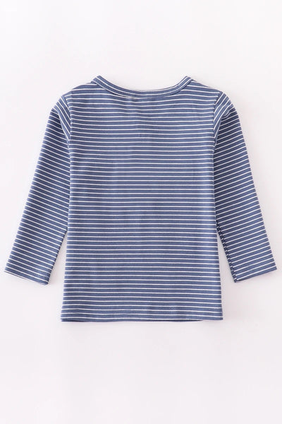 Navy Stripe Pocket Long Sleeve Shirt