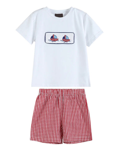 Sailboat Gingham Set - 4T