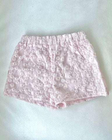 Floral Embroidered Mesh Shorts