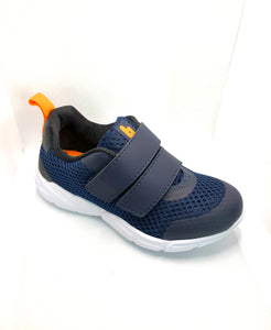 Navy Double Velcro Sneaker with orange details