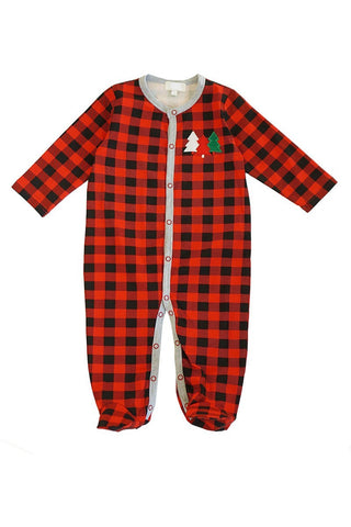 Plaid Christmas Tree Footed Pajama