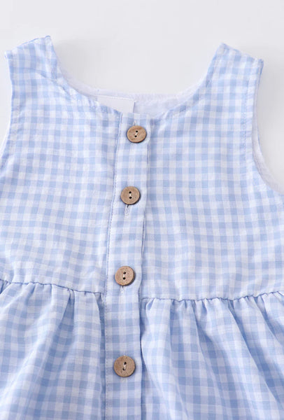 Blue Gingham Button Dress: 5T