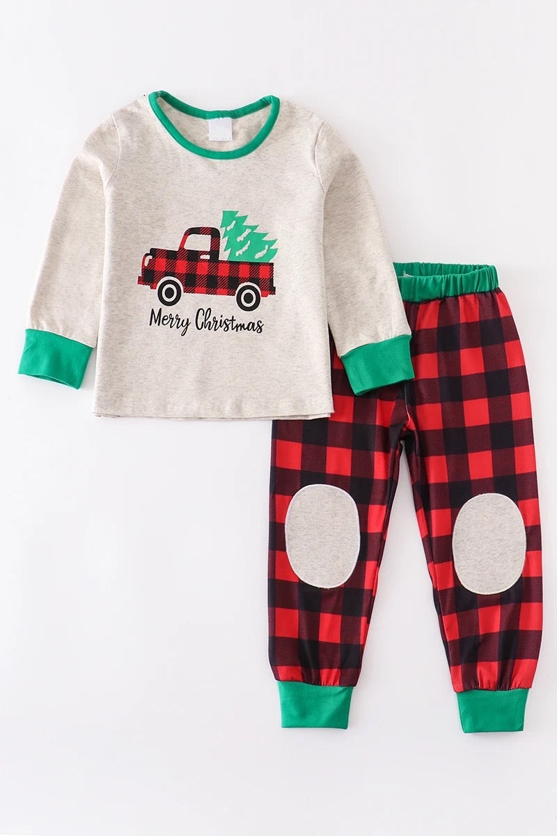 Plaid Truck Christmas Pajama 5T