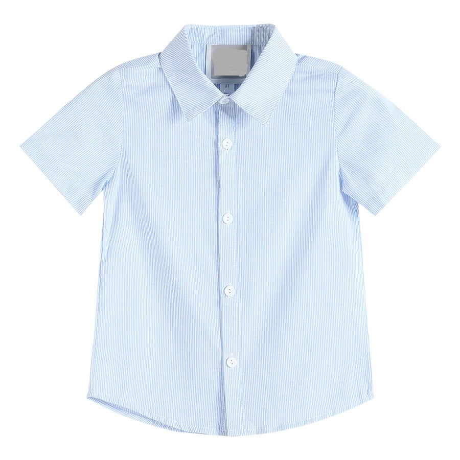 Light Blue Striped Button Shirt: 2T