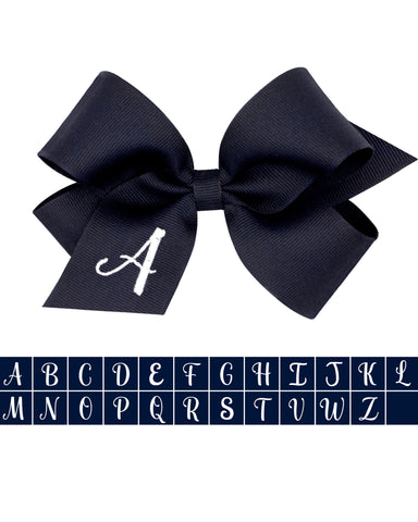 Monogrammed Bow - Navy with White Initial (Medium & King)