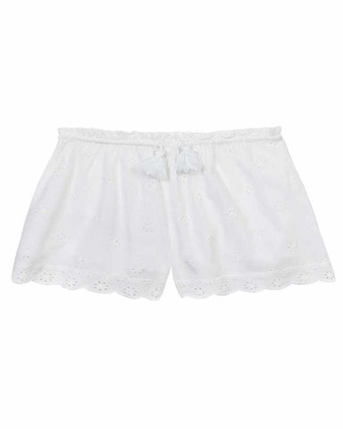 White Eyelet Hem Shorts