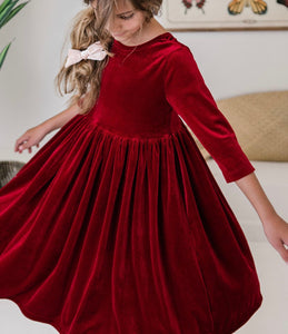 Cranberry Velvet Dress