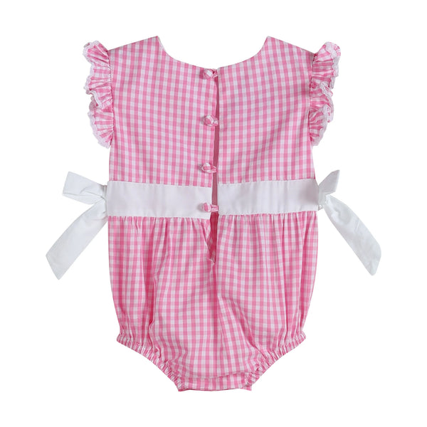 Pink Gingham Bow Romper