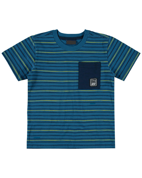 Blue/Yellow Stripe Pocket T-Shirt