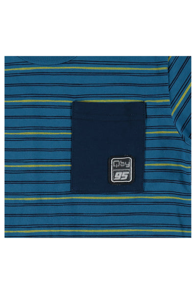 Blue/Yellow Stripe Pocket T-Shirt
