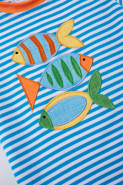 Fish Applique Striped Top