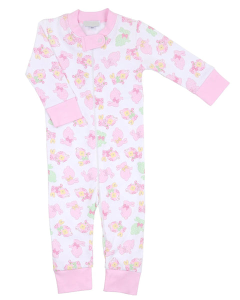 Pink Rabbits Pima Cotton Zipped Pajama