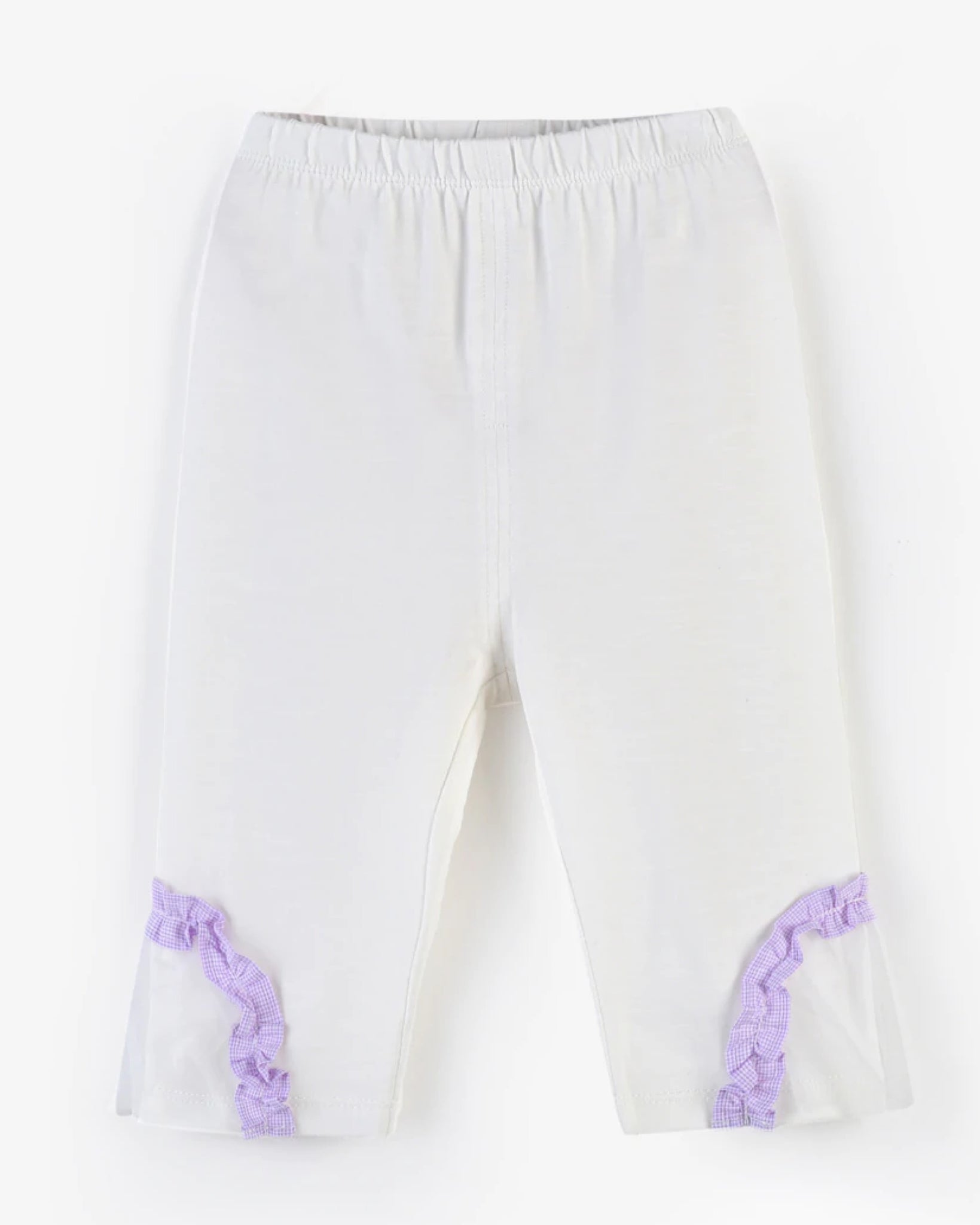 White Leggings with contrasting lavender details: 4-5T