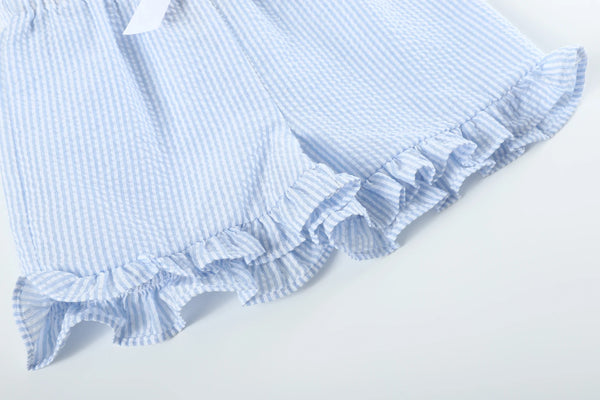 Light Blue Seersucker T-Shirt & Shorts Set 6Y