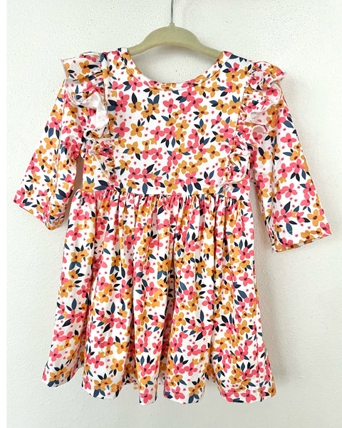 Fall Floral Ruffle Twirl Dress