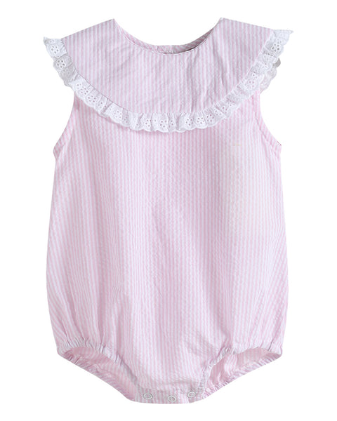 Pink Gingham Collared Bubble Romper