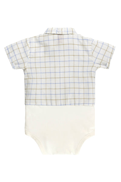 Linen Plaid Suspender Set: 3-6m