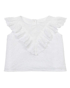 White Eyelet Ruffle Shirt