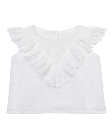 White Eyelet Ruffle Shirt