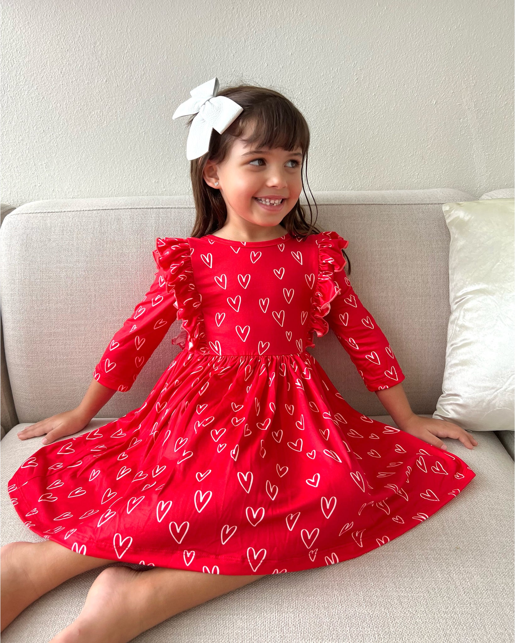 Hearts Red Ruffle Dress
