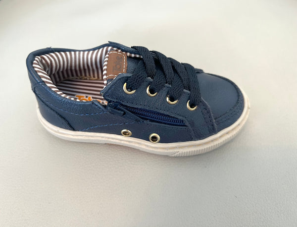 Navy Leather Tie Up Shoe