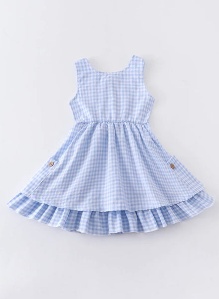 Blue Gingham Button Dress: 5T