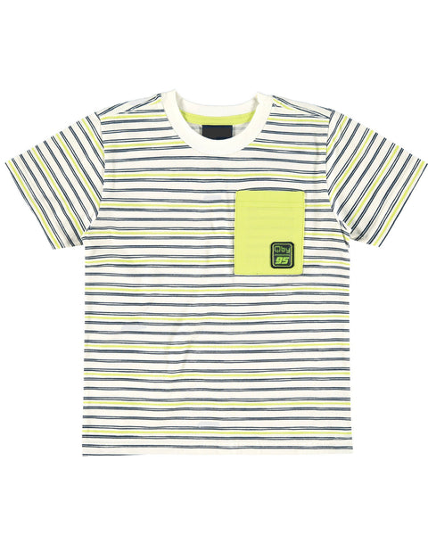 Navy/Neon Stripe Pocket T-Shirt