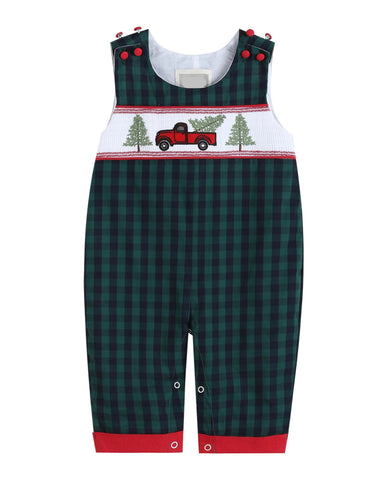 Blue/Green Plaid Smocked Overall 2T